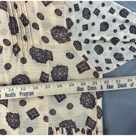 Free People Medium Mini Dress Boho Button Up Long Sleeve Sheer Tunic Tea Combo - Picture 7 of 8